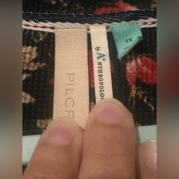 Anthropologie Black and Red Floral Long Sleeve Top - Picture 3 of 3